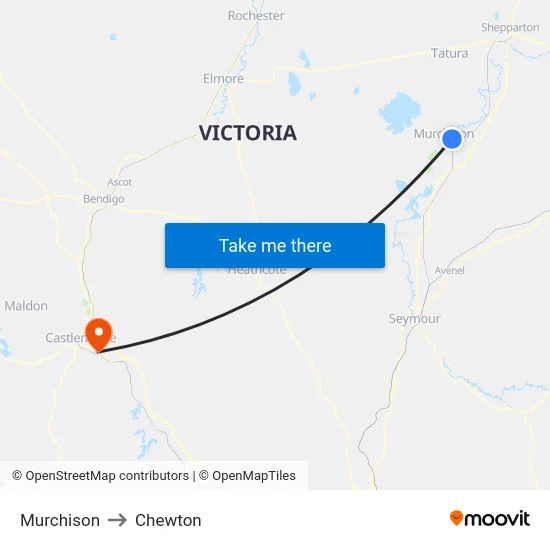 Murchison to Chewton map