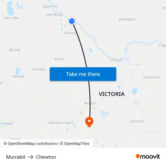 Murrabit to Chewton map