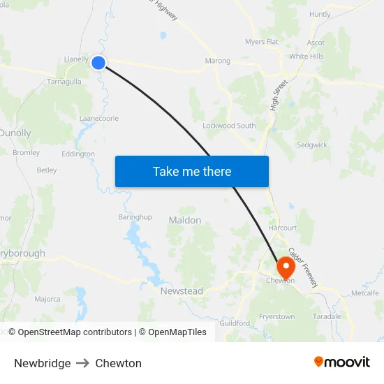 Newbridge to Chewton map