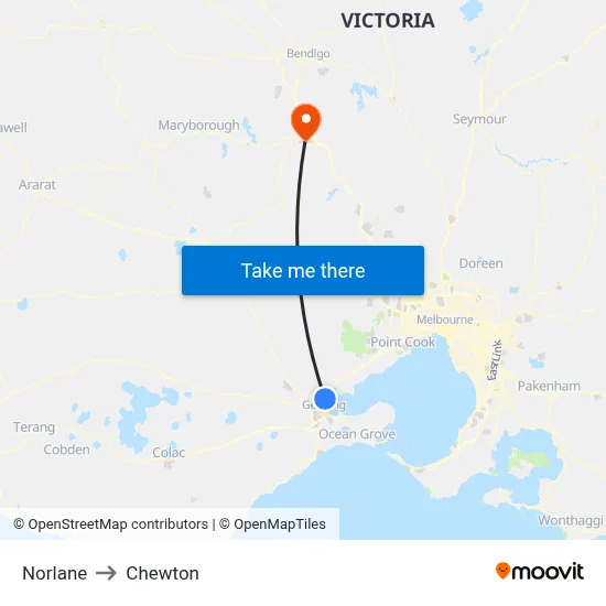Norlane to Chewton map