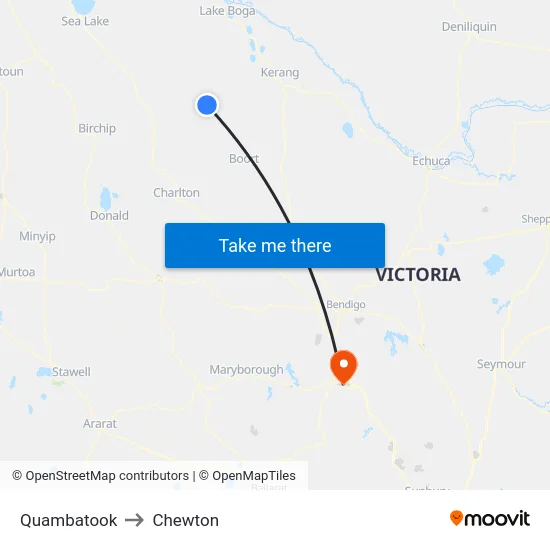 Quambatook to Chewton map