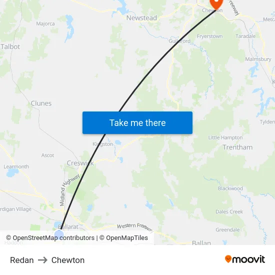 Redan to Chewton map