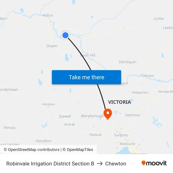 Robinvale Irrigation District Section B to Chewton map
