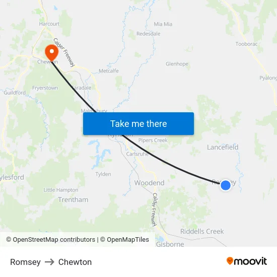 Romsey to Chewton map