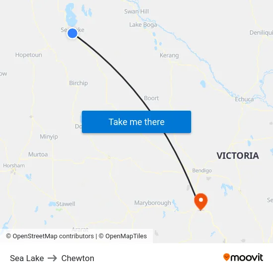 Sea Lake to Chewton map