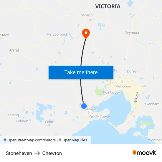 Stonehaven to Chewton map