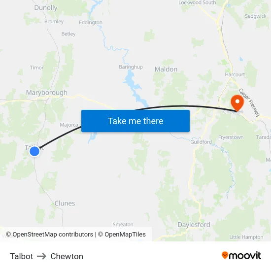 Talbot to Chewton map