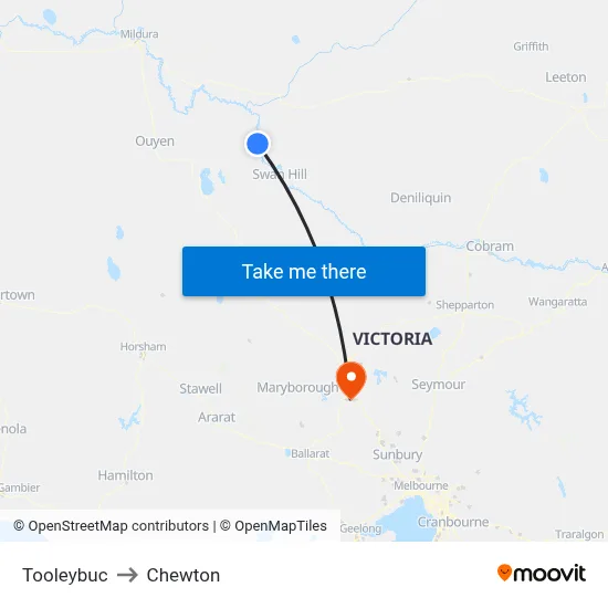 Tooleybuc to Chewton map
