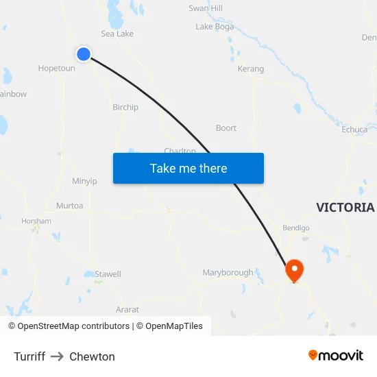 Turriff to Chewton map