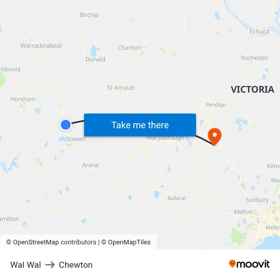 Wal Wal to Chewton map