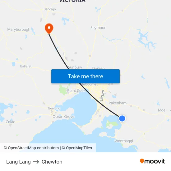 Lang Lang to Chewton map