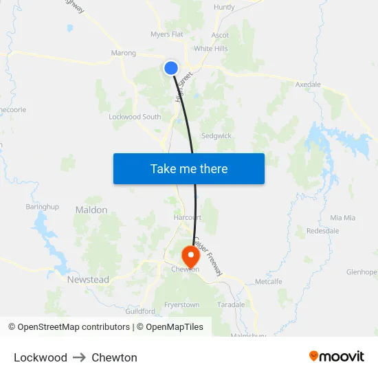 Lockwood to Chewton map