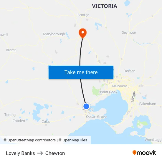 Lovely Banks to Chewton map