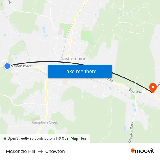 Mckenzie Hill to Chewton map