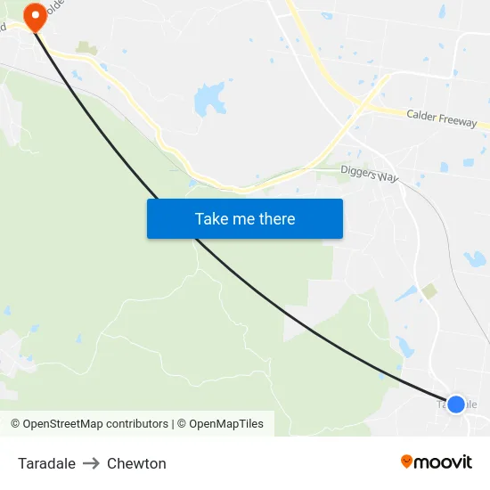 Taradale to Chewton map