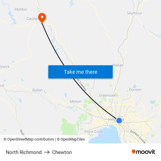 North Richmond to Chewton map