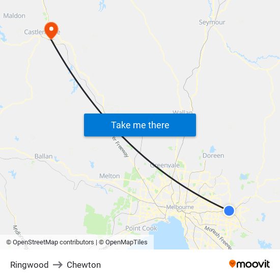 Ringwood to Chewton map