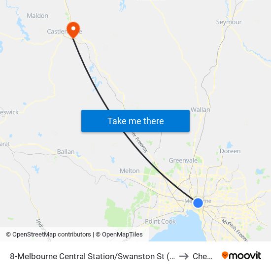 8-Melbourne Central Station/Swanston St (Melbourne City) to Chewton map