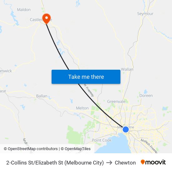 2-Collins St/Elizabeth St (Melbourne City) to Chewton map