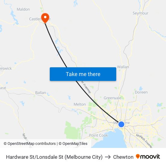 Hardware St/Lonsdale St (Melbourne City) to Chewton map
