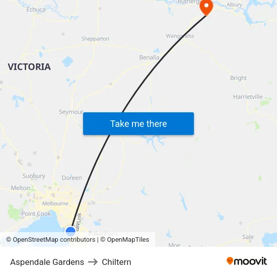 Aspendale Gardens to Chiltern map