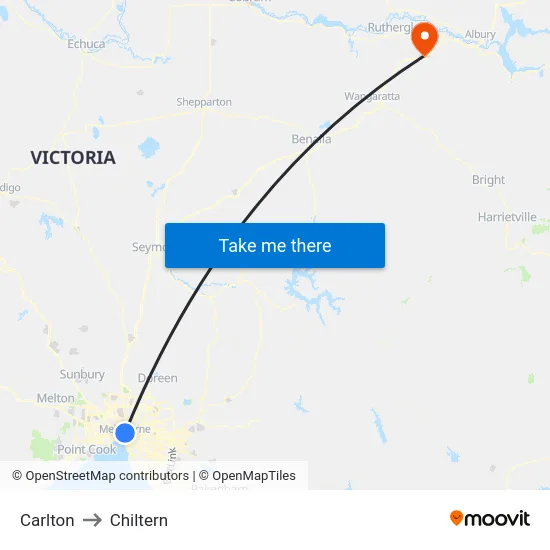 Carlton to Chiltern map