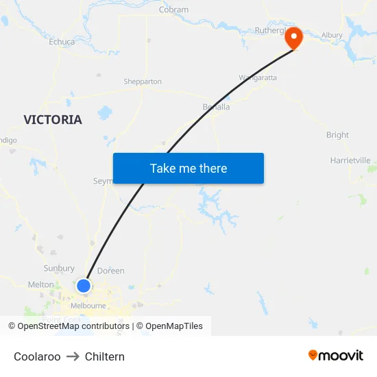 Coolaroo to Chiltern map