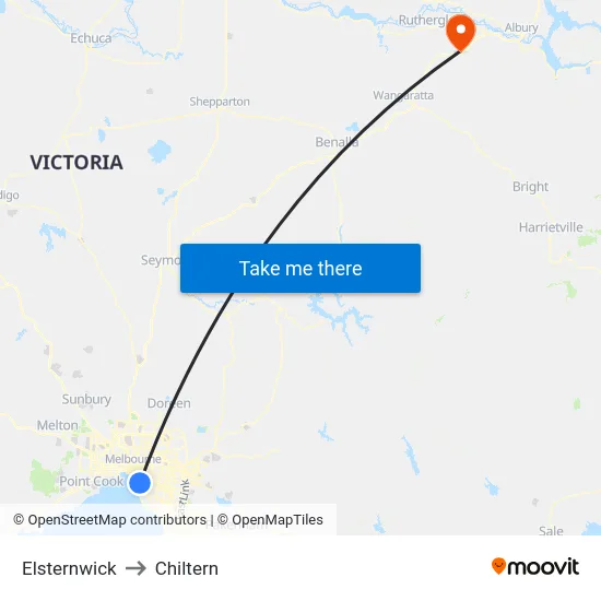 Elsternwick to Chiltern map