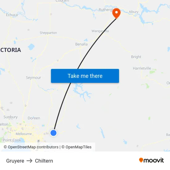 Gruyere to Chiltern map