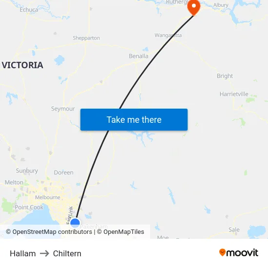 Hallam to Chiltern map