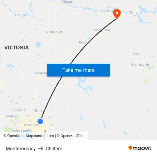 Montmorency to Chiltern map