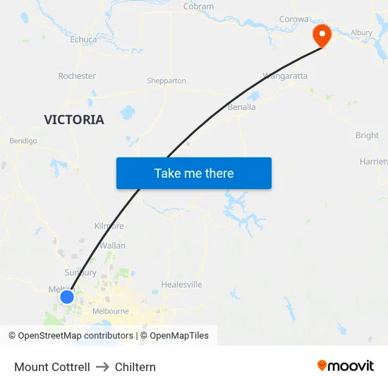 Mount Cottrell to Chiltern map