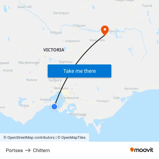 Portsea to Chiltern map