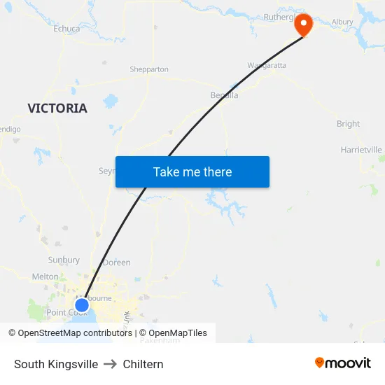 South Kingsville to Chiltern map