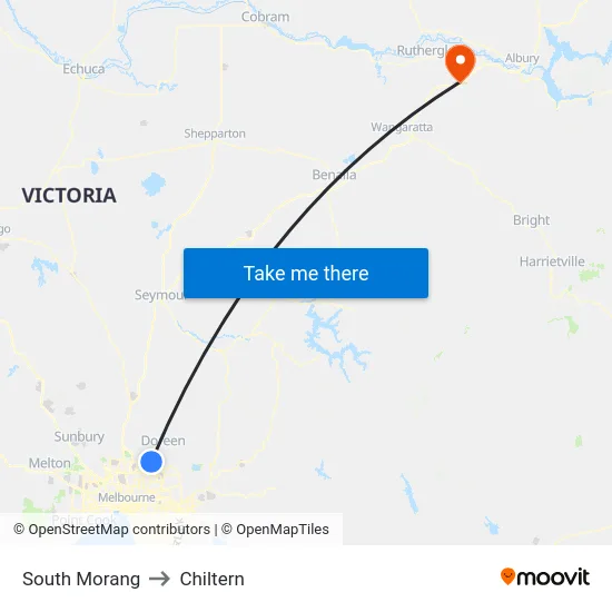 South Morang to Chiltern map