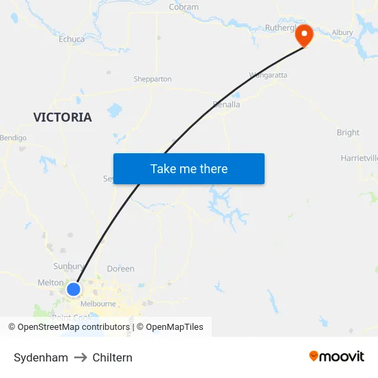 Sydenham to Chiltern map