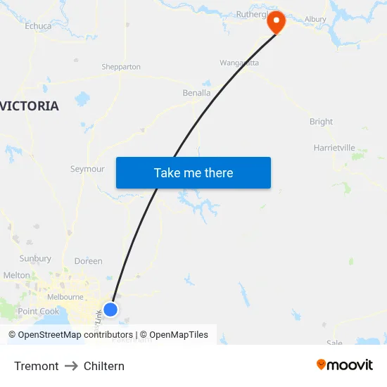Tremont to Chiltern map