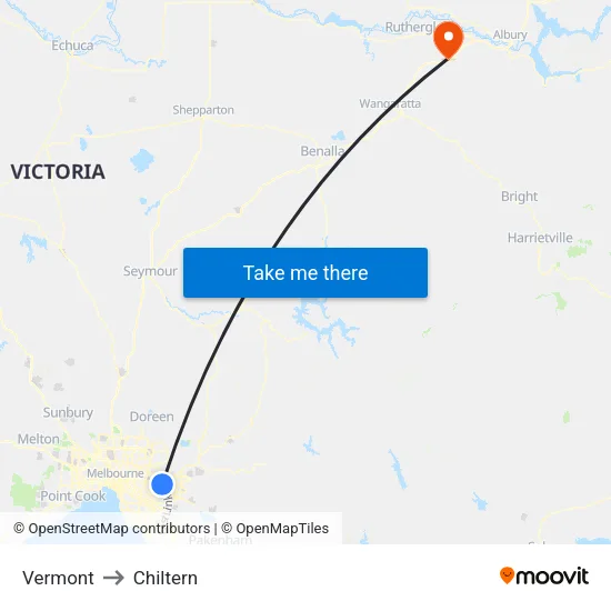Vermont to Chiltern map