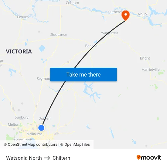 Watsonia North to Chiltern map