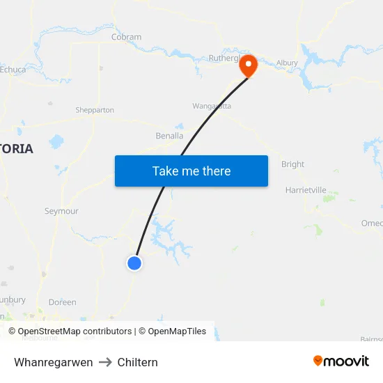 Whanregarwen to Chiltern map