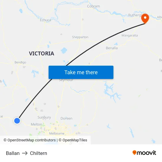 Ballan to Chiltern map
