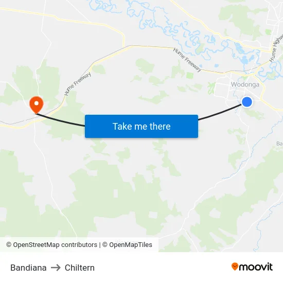 Bandiana to Chiltern map