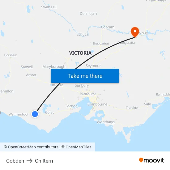 Cobden to Chiltern map