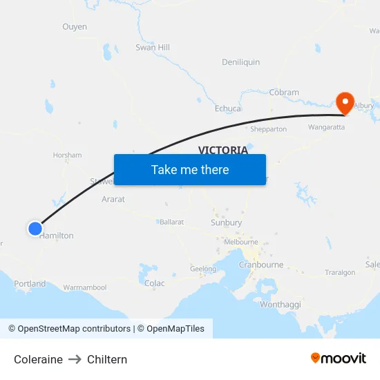 Coleraine to Chiltern map