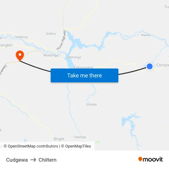 Cudgewa to Chiltern map
