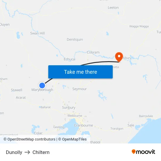 Dunolly to Chiltern map