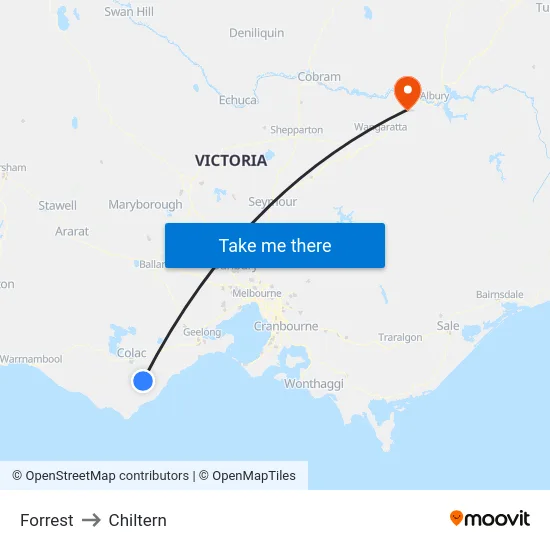Forrest to Chiltern map