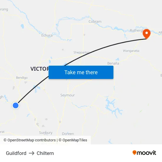 Guildford to Chiltern map