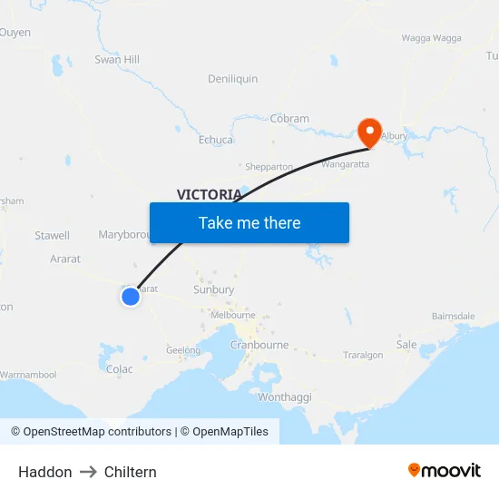 Haddon to Chiltern map