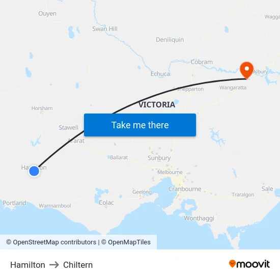 Hamilton to Chiltern map